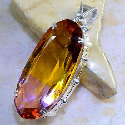 Trm 062a pendentif tourmaline ametrine pierre taillee achat vente bijou argent 925