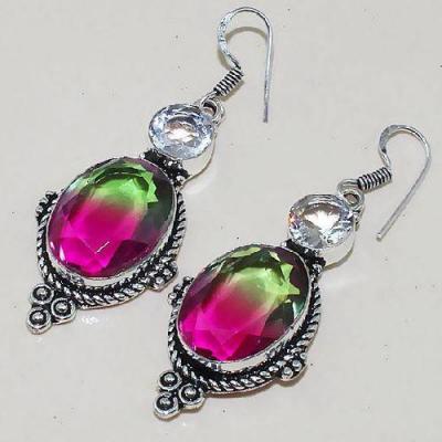 Trm 068b boucles pendants oreilles tourmaline topaze achat vente bijou monture argent 926