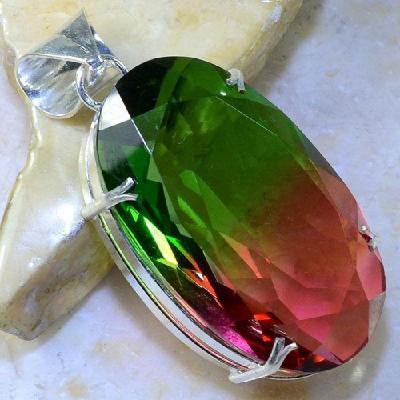 Trm 073a pendentif tourmaline ametrine pierre taillee achat vente bijou argent 925