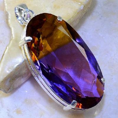 Trm 076a pendentif tourmaline ametrine pierre taillee achat vente bijou argent 925