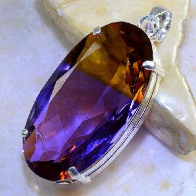 Trm 076a pendentif tourmaline ametrine pierre taillee achat vente bijou argent 925