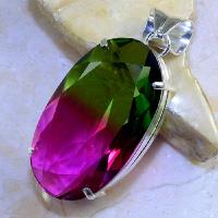 Trm 082b pendentif tourmaline ametrine pierre taillee achat vente bijou argent 925