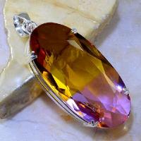 Trm 093a pendentif tourmaline ametrine pierre taillee achat vente bijou argent 925