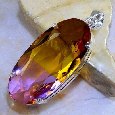 Trm 093b pendentif tourmaline ametrine pierre taillee achat vente bijou argent 925