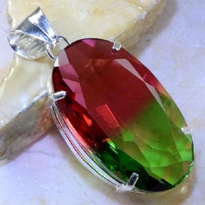 Trm 097a pendentif tourmaline ametrine pierre taillee achat vente bijou argent 925