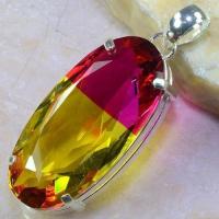 Trm 123b pendentif tourmaline ametrine pierre taillee achat vente bijou argent 925