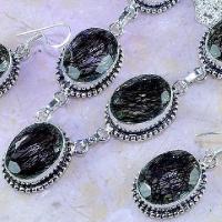 Trm 129e parure collier boucles tourmaline quartz rutile pierre achat vente bijou argent 925