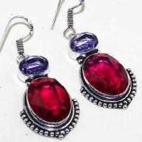 Trm 133c boucles pendants oreilles tourmaline amethyste achat vente bijou argent 925