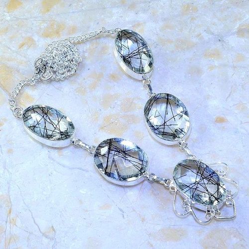Trm 178a collier parure sautoir tourmaline quartz rutile cristal achat vente bijou argent 925 1 1