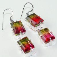 Trm 248a boucles pendant oreilles tourmaline watermelon achat vente bijou argent 925 1