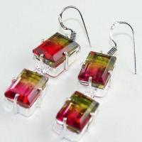 Trm 248b boucles pendant oreilles tourmaline watermelon achat vente bijou argent 925 1