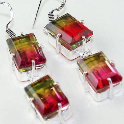 Trm 248c boucles pendant oreilles tourmaline watermelon achat vente bijou argent 925 1