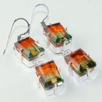 Trm 253a boucles pendant oreilles tourmaline watermelon achat vente bijou argent 925 1