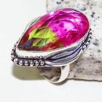 Trm 299a bague chevaliere t61 tourmaline 16x32 rose verte pierre achat vente bijou argent 925 1