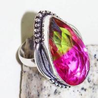 Trm 299c bague chevaliere t61 tourmaline 16x32 rose verte pierre achat vente bijou argent 925 1