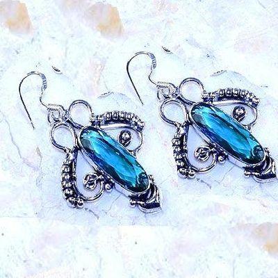 Trm 305a collier boucles oreilles sautoir tourmaline bleue ovales achat vente bijou argent 925