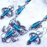 Trm 305c collier boucles oreilles sautoir tourmaline bleue ovales achat vente bijou argent 925