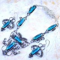 Trm 305d collier boucles oreilles sautoir tourmaline bleue ovales achat vente bijou argent 925