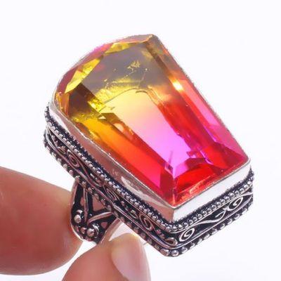 Trm 317a bague chevaliere t60 15gr tourmaline 18x26 or rose pierre achat vente bijou argent 925