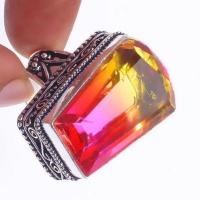 Trm 317c bague chevaliere t60 15gr tourmaline 18x26 or rose pierre achat vente bijou argent 925