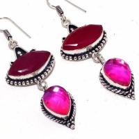 Trm 339c boucles oreilles tourmaline ruby 17gr rose 10x15mm achat vente bijou argent 925