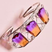 Trm 344b bracelet torque 38gr 18x26mm tourmaline violet orange achat vente bijoux argent