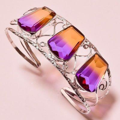 Trm 344d bracelet torque 38gr 18x26mm tourmaline violet orange achat vente bijoux argent