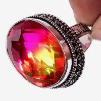 Trm 381c bague chevaliere t55 tourmaline 14gr 16x22mm rouge or achat vente bijou argent 925