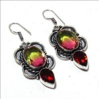 Trm 396a boucles oreilles tourmaline grenat 13gr rose or 14x18 achat vente bijou argent 925