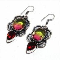 Trm 396b boucles oreilles tourmaline grenat 13gr rose or 14x18 achat vente bijou argent 925