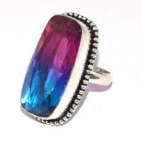 Trm 428a bague chevaliere anneau t58 tourmaline 13gr 16x32mm violet bleu vente bijou argent 925