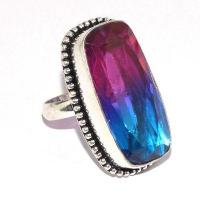 Trm 428b bague chevaliere anneau t58 tourmaline 13gr 16x32mm violet bleu vente bijou argent 925