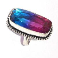 Trm 428c bague chevaliere anneau t58 tourmaline 13gr 16x32mm violet bleu vente bijou argent 925