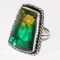 Trm 429a bague chevaliere anneau t58 tourmaline 11gr 18x26mm vert or vente bijou argent 925