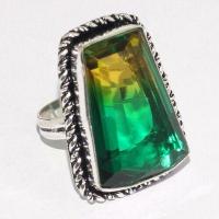 Trm 429b bague chevaliere anneau t58 tourmaline 11gr 18x26mm vert or vente bijou argent 925