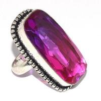 Trm 433a bague chevaliere anneau t55 tourmaline 13gr 16x32mm mauve rose vente bijou argent 925