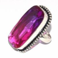 Trm 433b bague chevaliere anneau t55 tourmaline 13gr 16x32mm mauve rose vente bijou argent 925