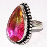 Trm 455a bague chevaliere anneau t57 tourmaline 10gr 16x26mm orange rose vente bijou argent 925