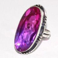 Trm 465b bague chevaliere anneau t57 tourmaline 12gr 15x35mm mauve rose vente bijou argent 925