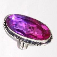 Trm 465c bague chevaliere anneau t57 tourmaline 12gr 15x35mm mauve rose vente bijou argent 925