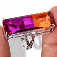 Trm 488c bague chevaliere anneau t61 tourmaline 10gr 10x32mm mauve rose vente bijou argent 925