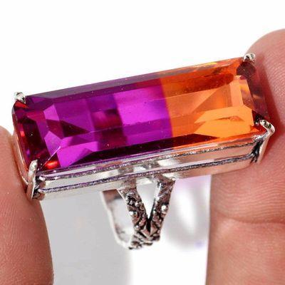 Trm 488b bague chevaliere anneau t61 tourmaline 10gr 10x32mm mauve rose vente bijou argent 925