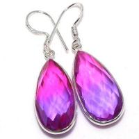 Trm 513a boucles oreilles tourmaline 9gr 12x28mm bleu mauve achat vente bijou argent 925