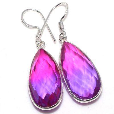 Trm 513c boucles oreilles tourmaline 9gr 12x28mm bleu mauve achat vente bijou argent 925