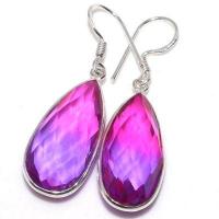 Trm 513b boucles oreilles tourmaline 9gr 12x28mm bleu mauve achat vente bijou argent 925