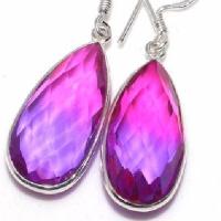 Trm 513c boucles oreilles tourmaline 9gr 12x28mm bleu mauve achat vente bijou argent 925