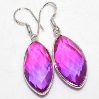 Trm 514a boucles oreilles tourmaline 9gr 12x28mm bleu mauve achat vente bijou argent 925