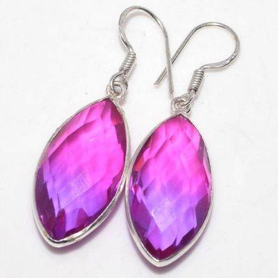 Trm 514c boucles oreilles tourmaline 9gr 12x28mm bleu mauve achat vente bijou argent 925