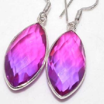 Trm 514c boucles oreilles tourmaline 9gr 12x28mm bleu mauve achat vente bijou argent 925