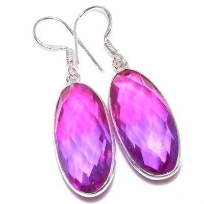 Trm 515c boucles oreilles tourmaline 10gr 12x28mm bleu mauve achat vente bijou argent 925